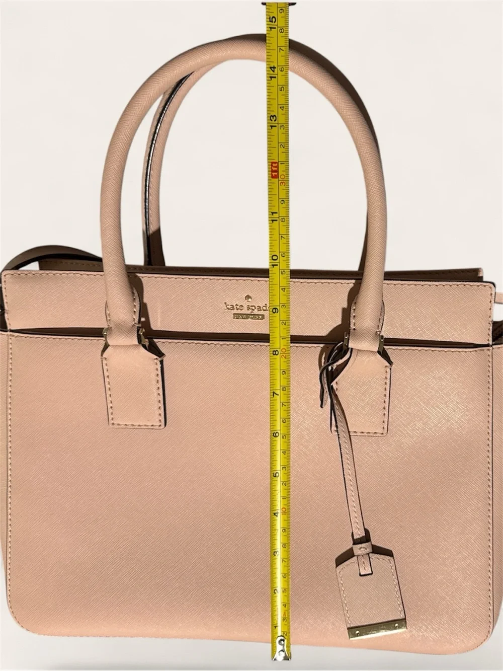 KS Pink Leather Tote Gold Hardware